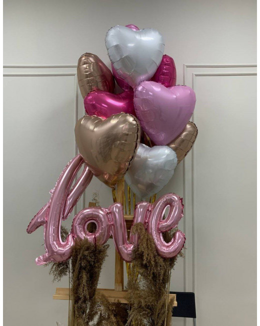 Набор сердец с шаром "LOVE"